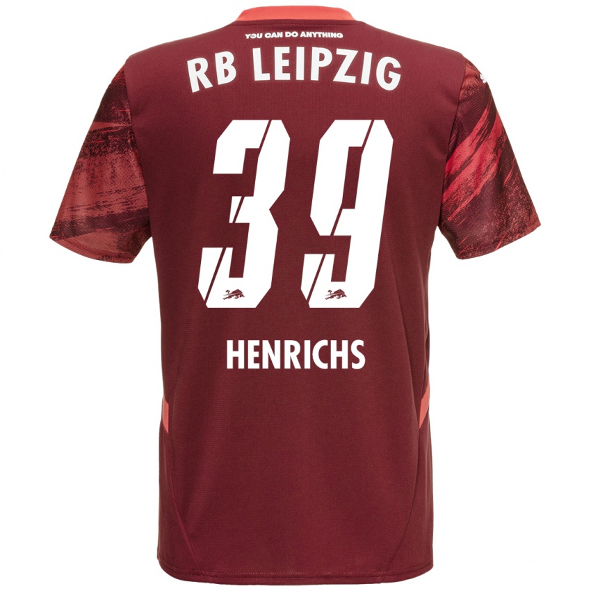 Kinder Benjamin Henrichs #39 Burgunderrot Auswärtstrikot Trikot 2024/25 T-Shirt