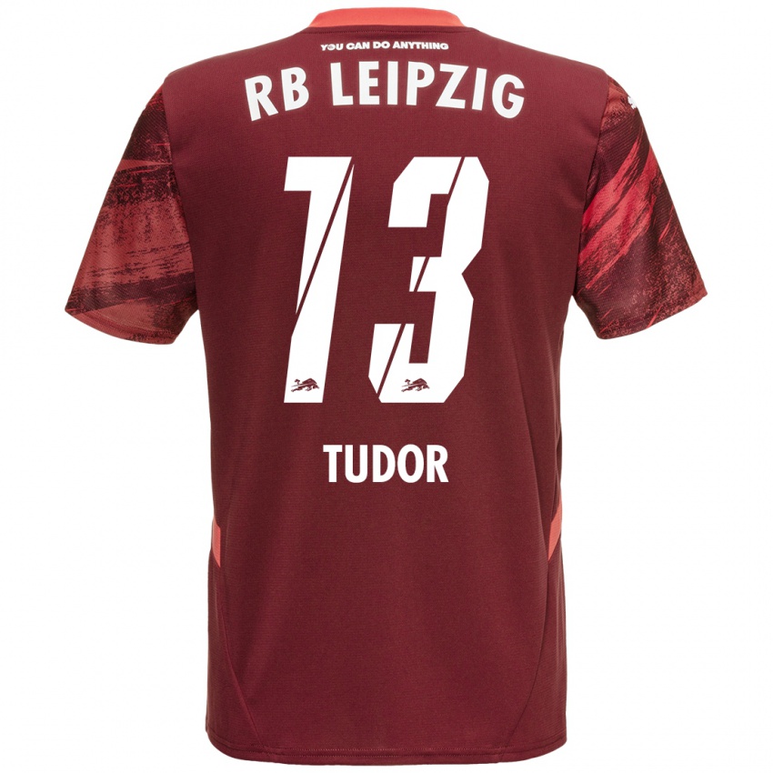 Kinder Aaron Tudor #13 Burgunderrot Auswärtstrikot Trikot 2024/25 T-Shirt