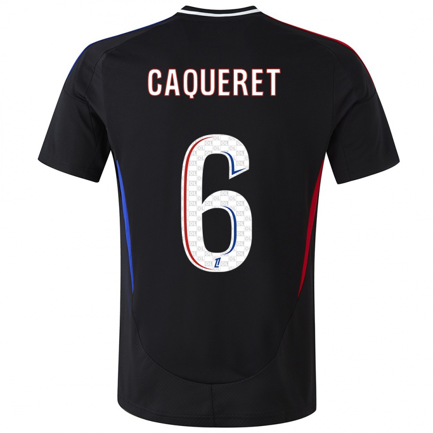 Kinder Maxence Caqueret #6 Schwarz Auswärtstrikot Trikot 2024/25 T-Shirt