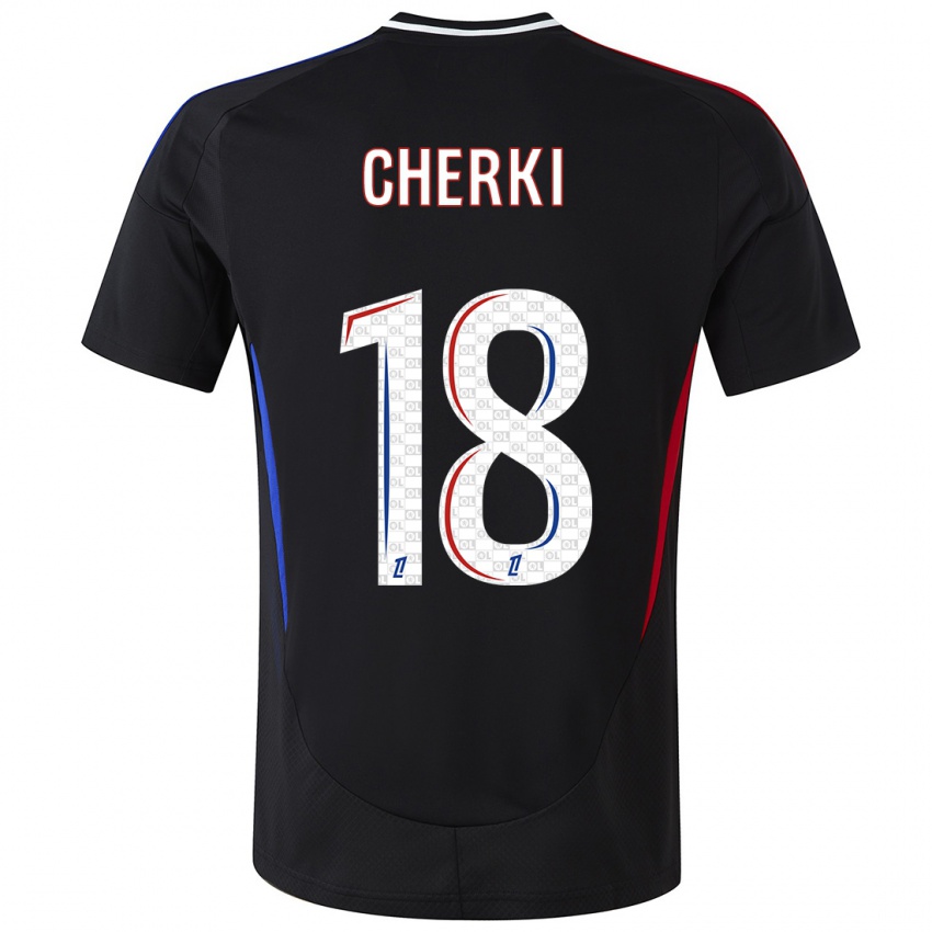 Kinder Rayan Cherki #18 Schwarz Auswärtstrikot Trikot 2024/25 T-Shirt