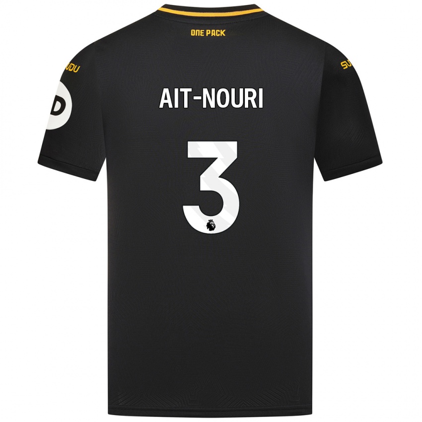 Kinder Rayan Ait Nouri #3 Schwarz Auswärtstrikot Trikot 2024/25 T-Shirt