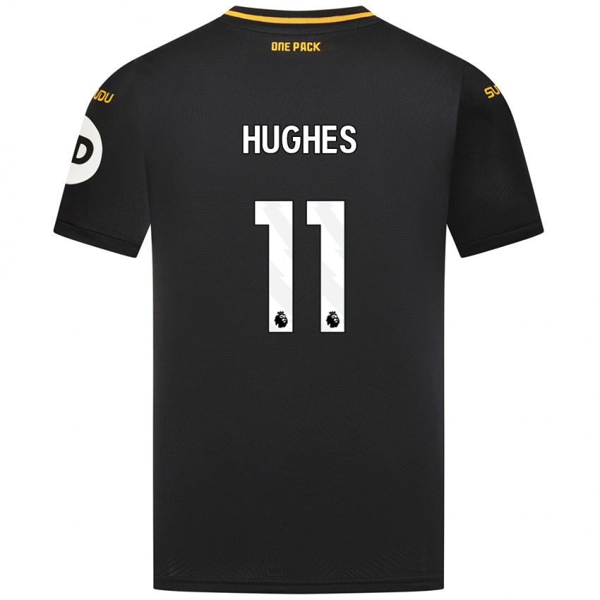 Kinder Amber Hughes #11 Schwarz Auswärtstrikot Trikot 2024/25 T-Shirt