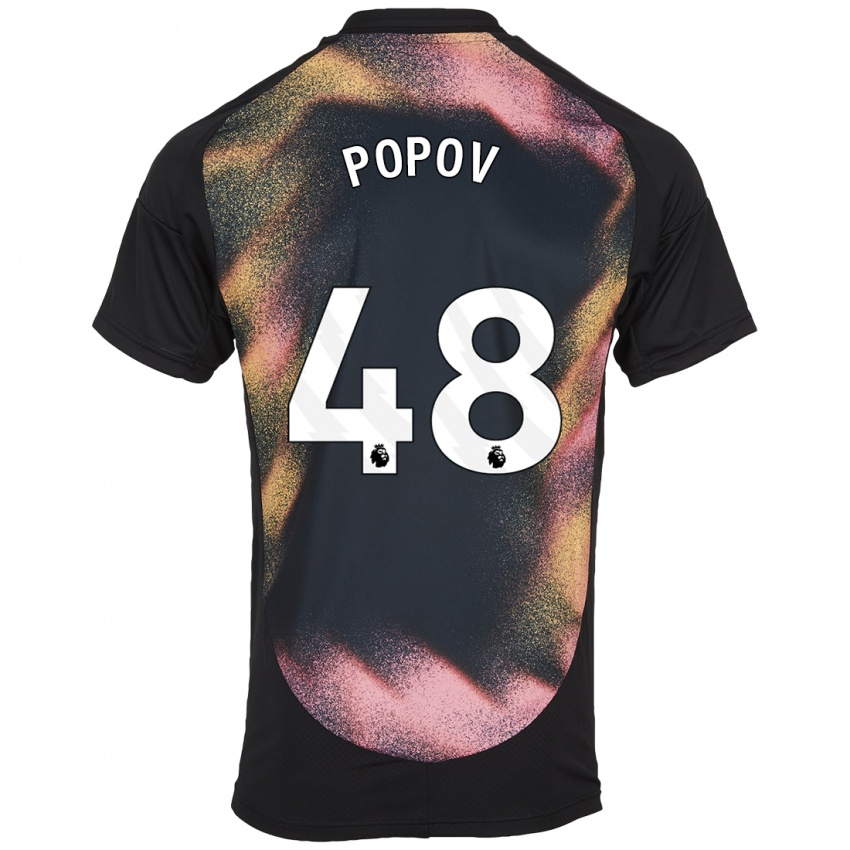 Kinder Chris Popov #48 Schwarz Weiß Auswärtstrikot Trikot 2024/25 T-Shirt