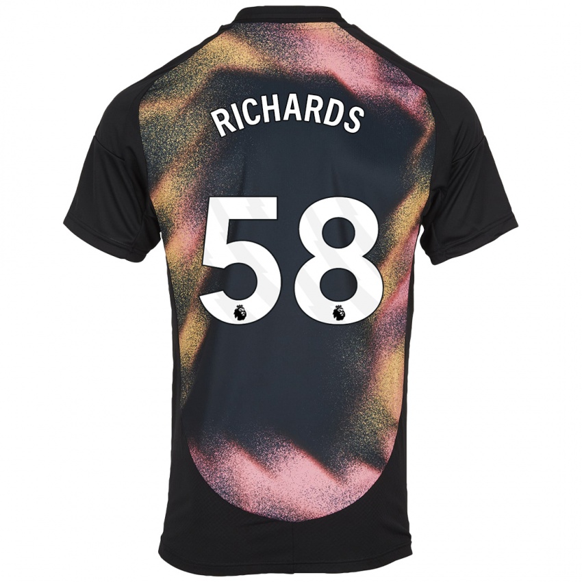 Kinder Amani Richards #58 Schwarz Weiß Auswärtstrikot Trikot 2024/25 T-Shirt