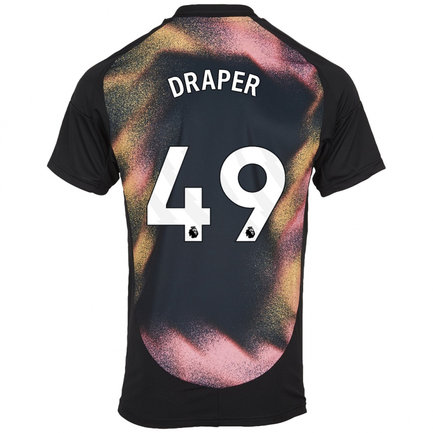 Kinder Denny Draper #49 Schwarz Weiß Auswärtstrikot Trikot 2024/25 T-Shirt