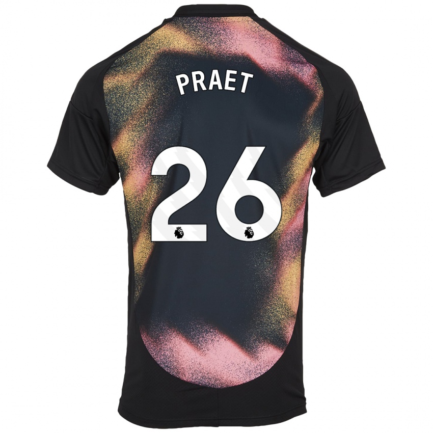 Kinder Dennis Praet #26 Schwarz Weiß Auswärtstrikot Trikot 2024/25 T-Shirt