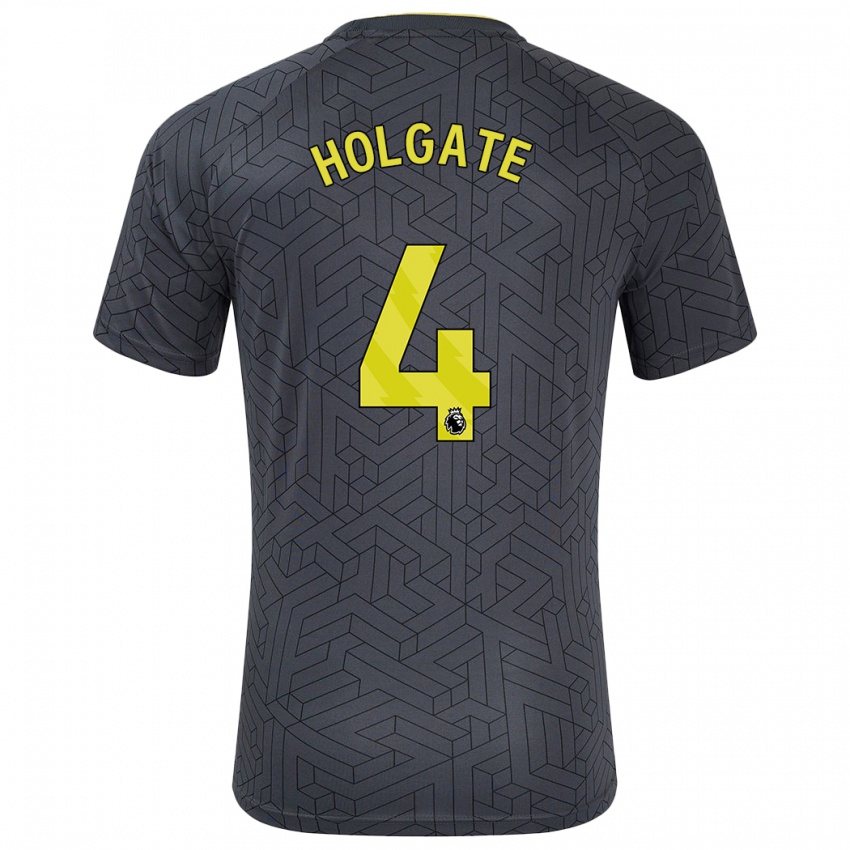 Kinder Mason Holgate #4 Schwarz Gelb Auswärtstrikot Trikot 2024/25 T-Shirt