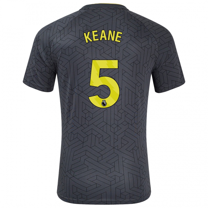 Kinder Michael Keane #5 Schwarz Gelb Auswärtstrikot Trikot 2024/25 T-Shirt