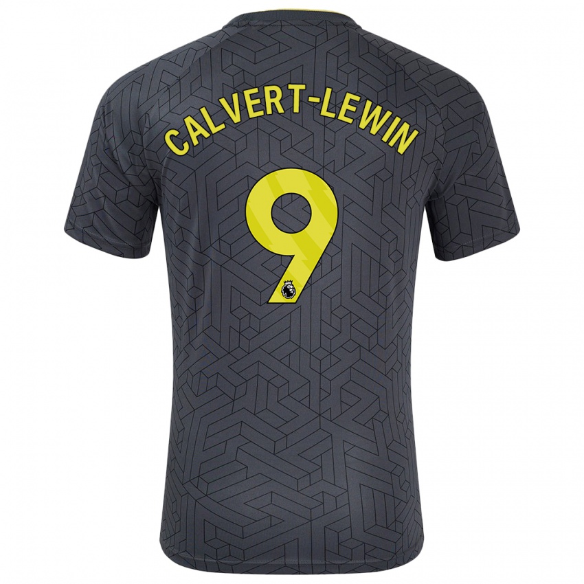 Kinder Dominic Calvert-Lewin #9 Schwarz Gelb Auswärtstrikot Trikot 2024/25 T-Shirt