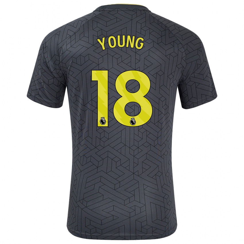 Kinder Ashley Young #18 Schwarz Gelb Auswärtstrikot Trikot 2024/25 T-Shirt