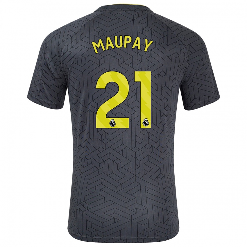 Kinder Neal Maupay #21 Schwarz Gelb Auswärtstrikot Trikot 2024/25 T-Shirt