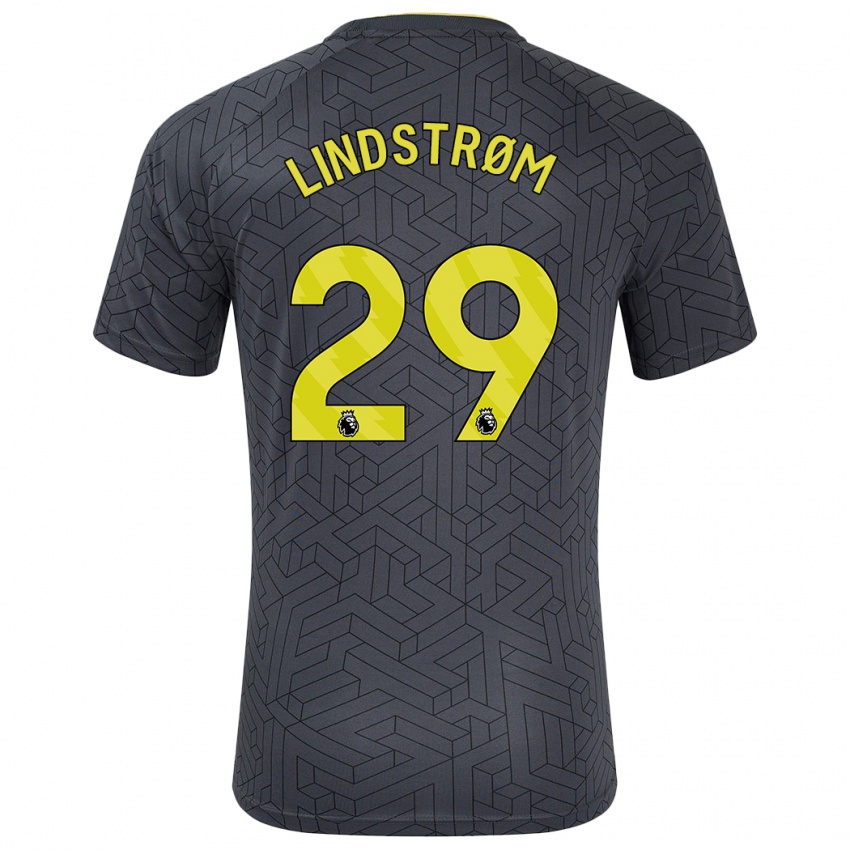 Kinder Jesper Lindstrøm #29 Schwarz Gelb Auswärtstrikot Trikot 2024/25 T-Shirt