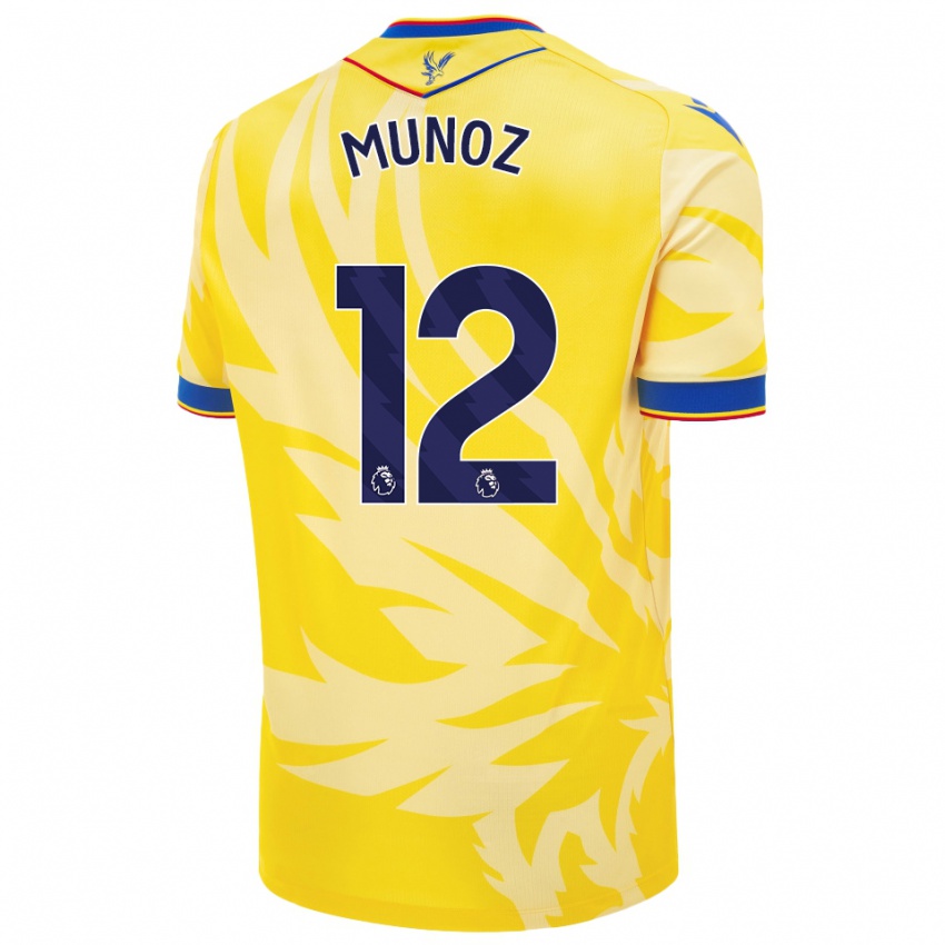 Kinder Daniel Muñoz #12 Gelb Auswärtstrikot Trikot 2024/25 T-Shirt