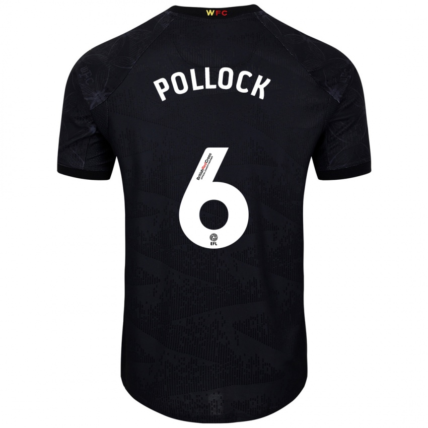 Kinder Mattie Pollock #6 Schwarz Weiß Auswärtstrikot Trikot 2024/25 T-Shirt