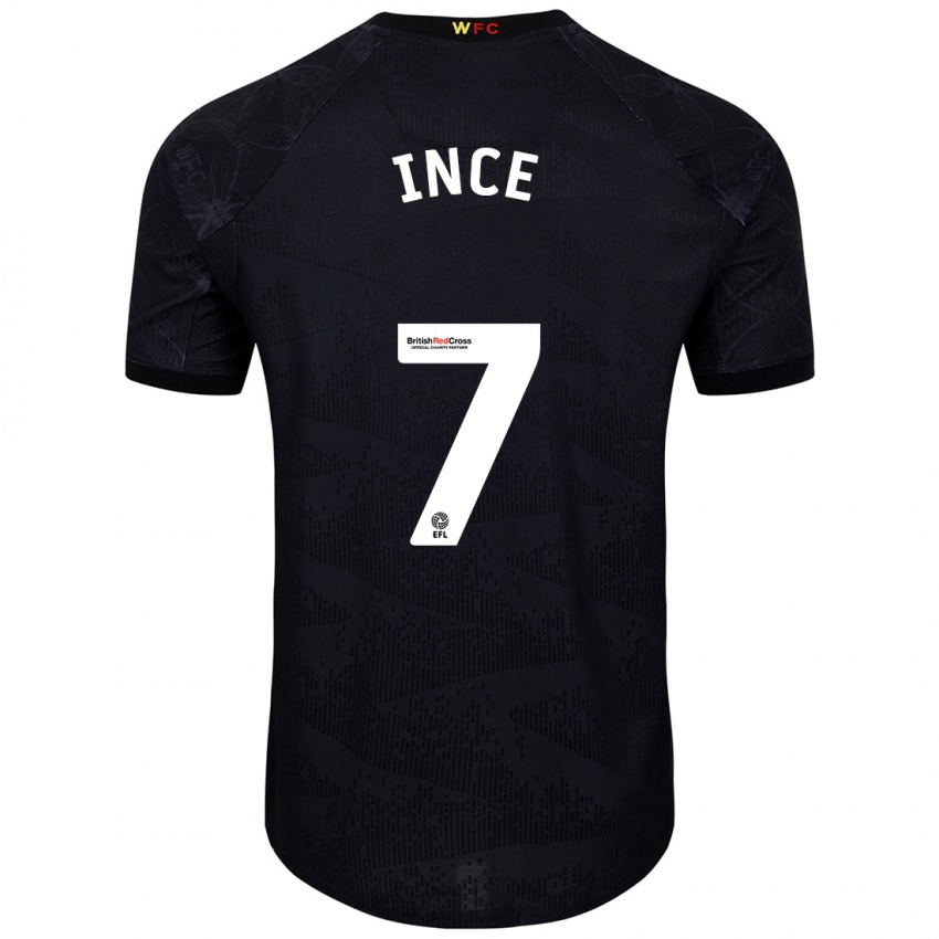 Kinder Tom Ince #7 Schwarz Weiß Auswärtstrikot Trikot 2024/25 T-Shirt