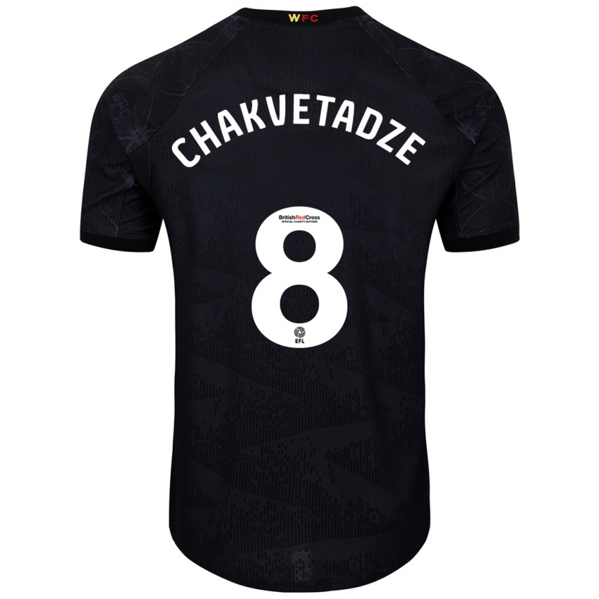 Kinder Giorgi Chakvetadze #8 Schwarz Weiß Auswärtstrikot Trikot 2024/25 T-Shirt