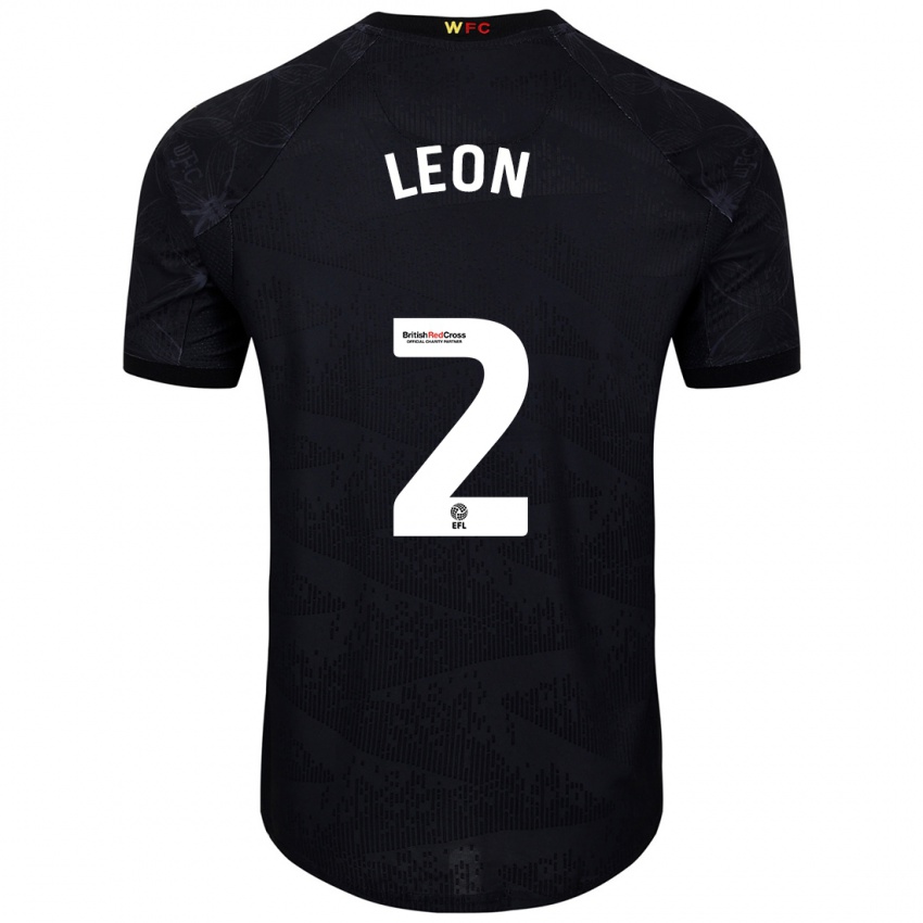 Kinder Lucía León #2 Schwarz Weiß Auswärtstrikot Trikot 2024/25 T-Shirt