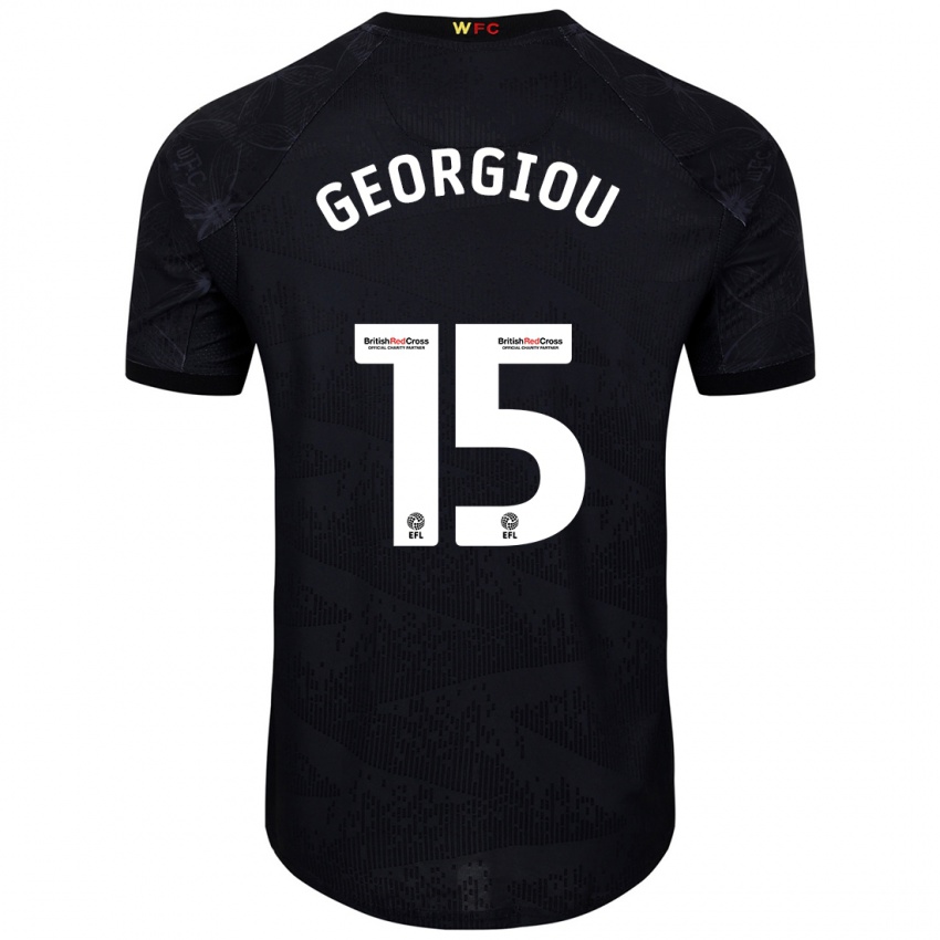 Kinder Andria Georgiou #15 Schwarz Weiß Auswärtstrikot Trikot 2024/25 T-Shirt