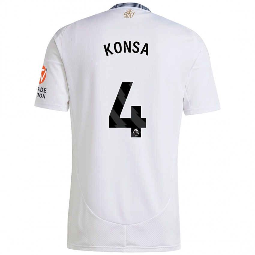 Kinder Ezri Konsa #4 Weiß Auswärtstrikot Trikot 2024/25 T-Shirt