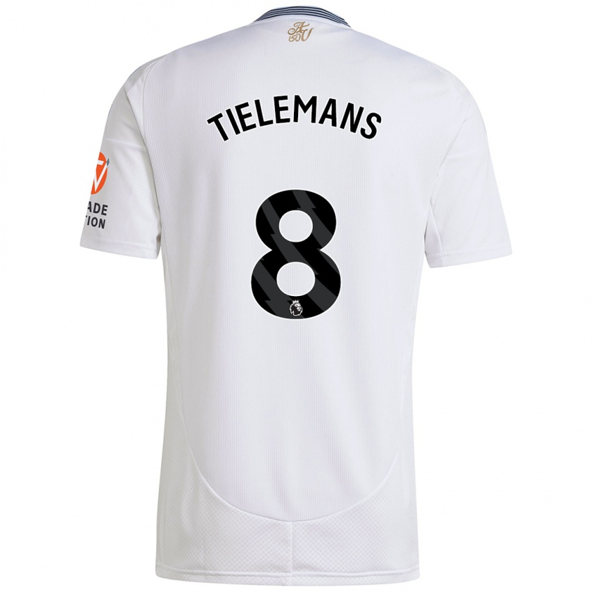 Kinder Youri Tielemans #8 Weiß Auswärtstrikot Trikot 2024/25 T-Shirt