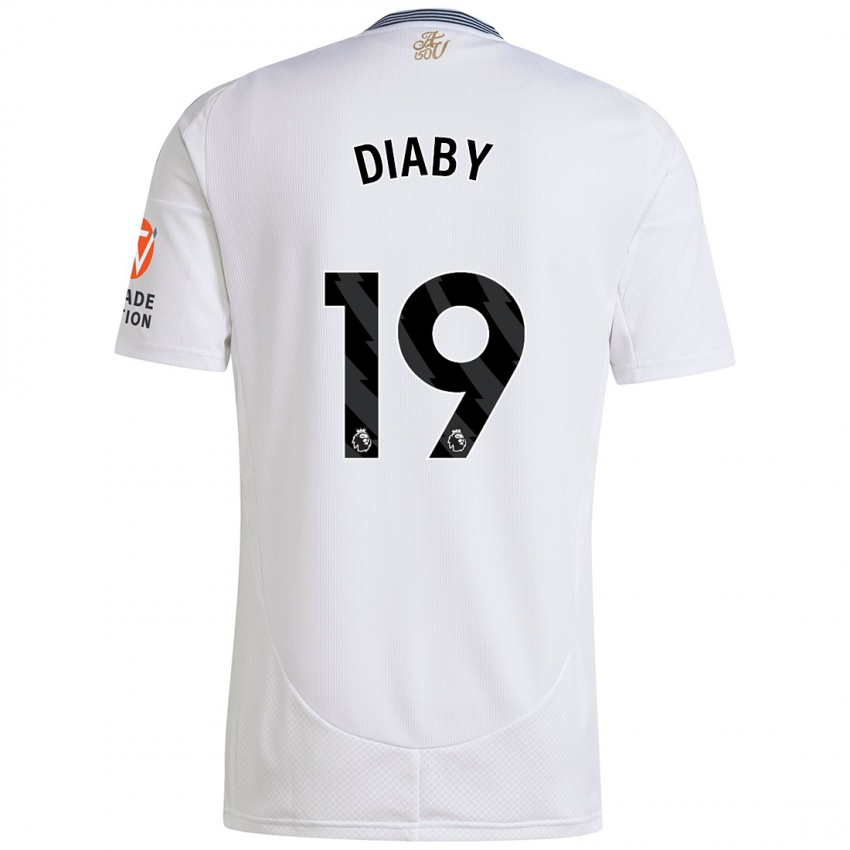 Kinder Moussa Diaby #19 Weiß Auswärtstrikot Trikot 2024/25 T-Shirt