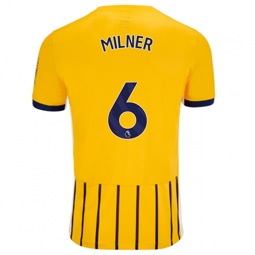 Kinder James Milner #6 Gold Blau Nadelstreifen Auswärtstrikot Trikot 2024/25 T-Shirt