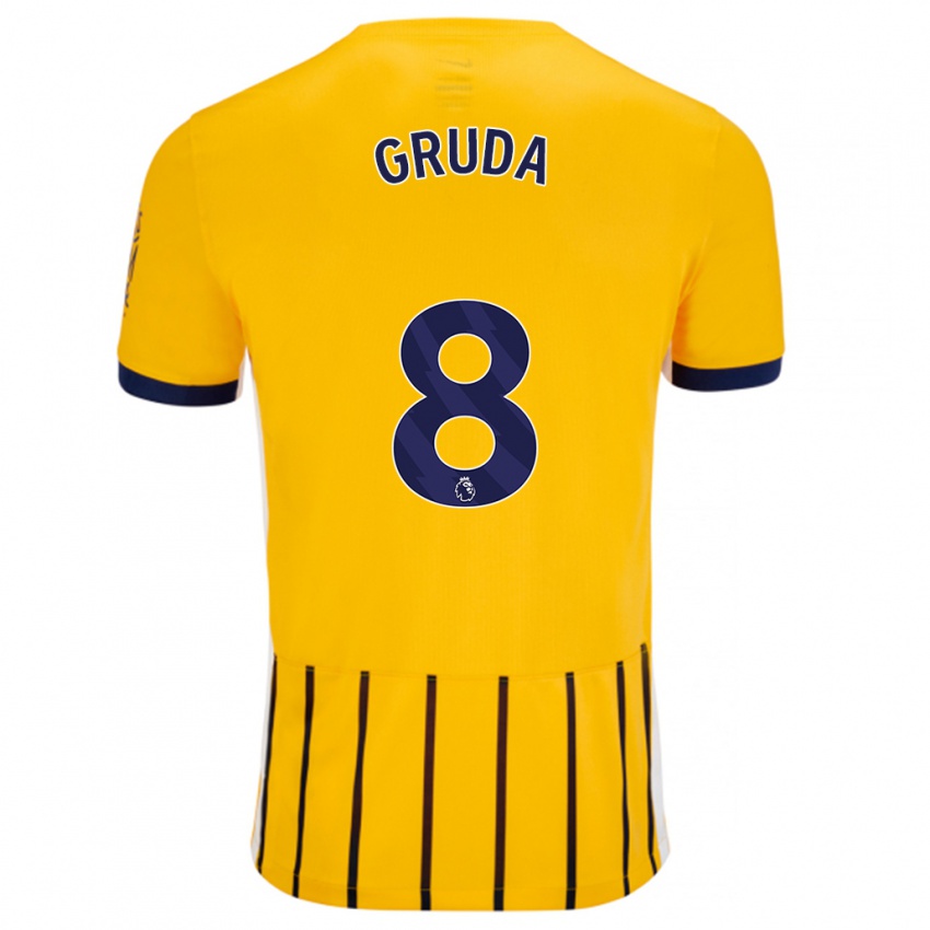 Kinder Brajan Gruda #8 Gold Blau Nadelstreifen Auswärtstrikot Trikot 2024/25 T-Shirt