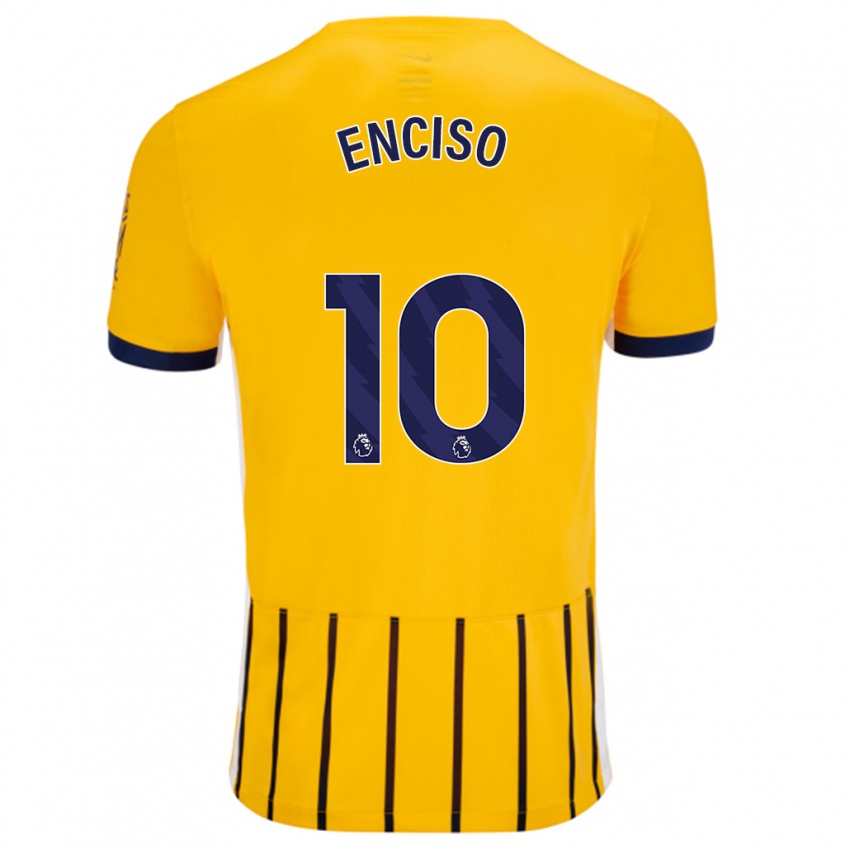 Kinder Julio Enciso #10 Gold Blau Nadelstreifen Auswärtstrikot Trikot 2024/25 T-Shirt