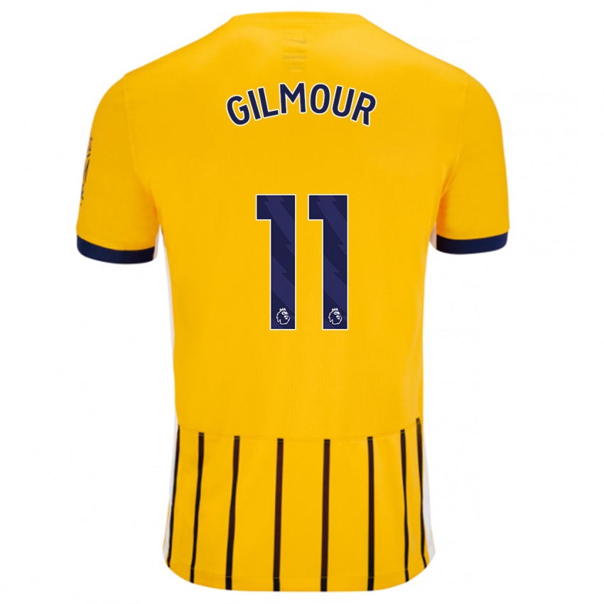 Kinder Billy Gilmour #11 Gold Blau Nadelstreifen Auswärtstrikot Trikot 2024/25 T-Shirt