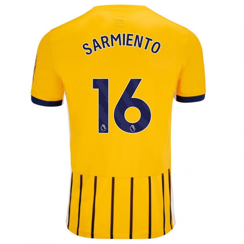 Kinder Jeremy Sarmiento #16 Gold Blau Nadelstreifen Auswärtstrikot Trikot 2024/25 T-Shirt