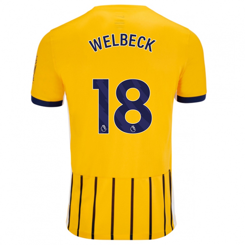 Kinder Danny Welbeck #18 Gold Blau Nadelstreifen Auswärtstrikot Trikot 2024/25 T-Shirt