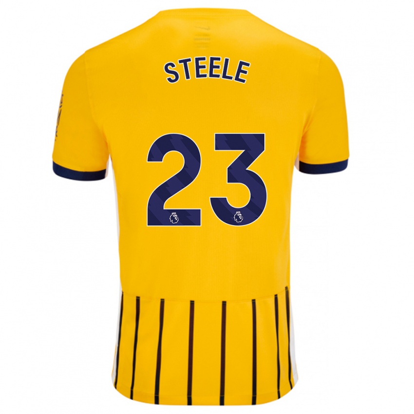 Kinder Jason Steele #23 Gold Blau Nadelstreifen Auswärtstrikot Trikot 2024/25 T-Shirt