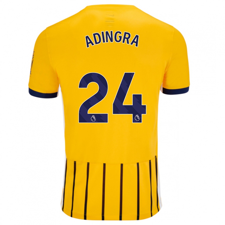 Kinder Simon Adingra #24 Gold Blau Nadelstreifen Auswärtstrikot Trikot 2024/25 T-Shirt