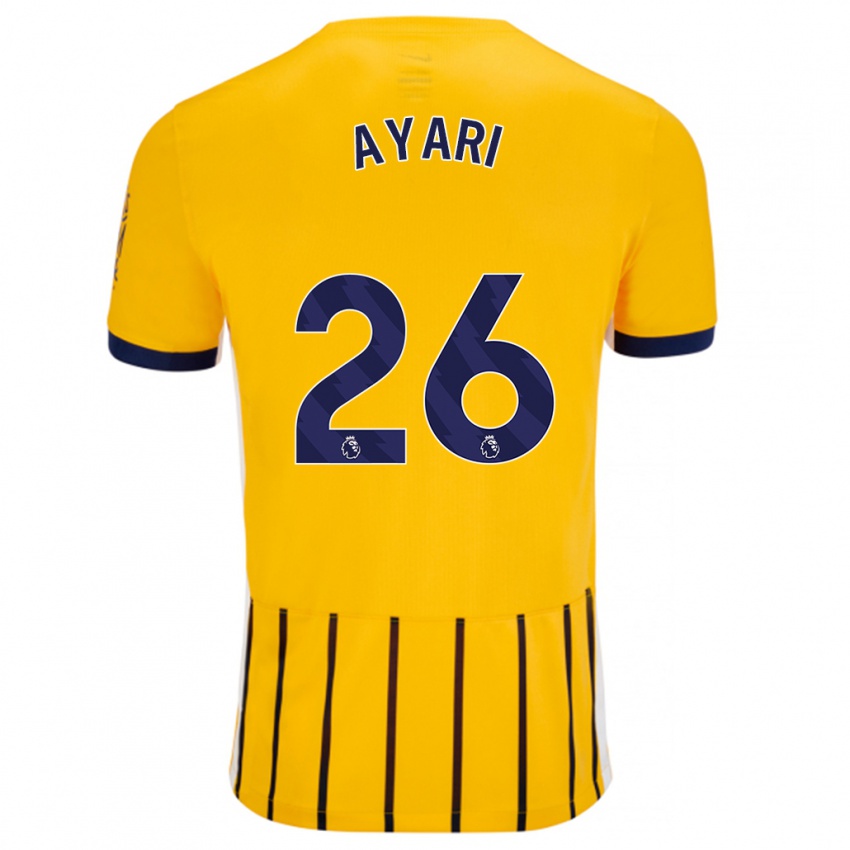 Kinder Yasin Ayari #26 Gold Blau Nadelstreifen Auswärtstrikot Trikot 2024/25 T-Shirt