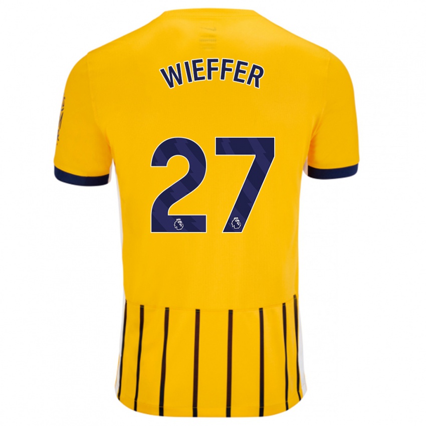 Kinder Mats Wieffer #27 Gold Blau Nadelstreifen Auswärtstrikot Trikot 2024/25 T-Shirt