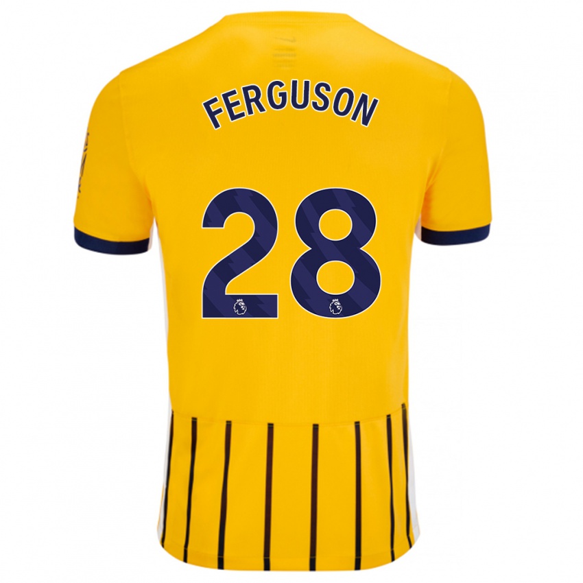 Kinder Evan Ferguson #28 Gold Blau Nadelstreifen Auswärtstrikot Trikot 2024/25 T-Shirt