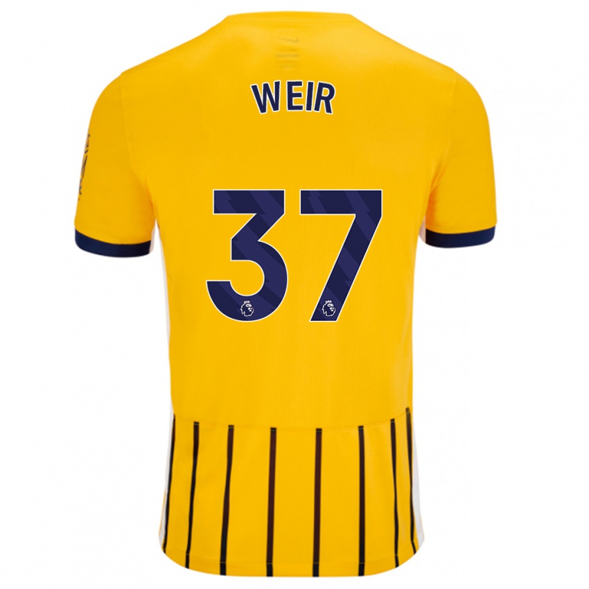 Kinder Jensen Weir #37 Gold Blau Nadelstreifen Auswärtstrikot Trikot 2024/25 T-Shirt