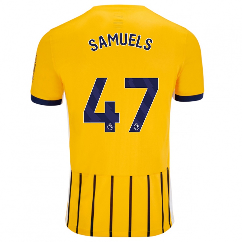 Kinder Imari Samuels #47 Gold Blau Nadelstreifen Auswärtstrikot Trikot 2024/25 T-Shirt