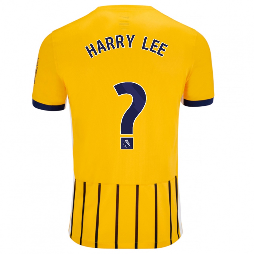 Kinder Harry Lee #0 Gold Blau Nadelstreifen Auswärtstrikot Trikot 2024/25 T-Shirt