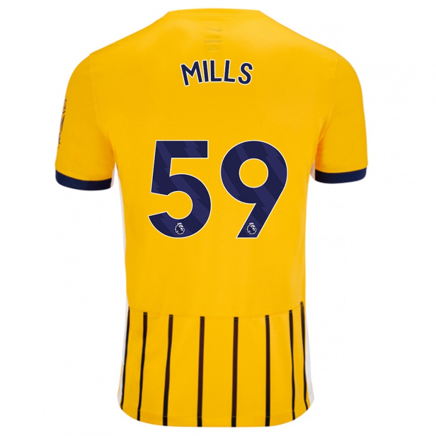 Kinder Harry Mills #59 Gold Blau Nadelstreifen Auswärtstrikot Trikot 2024/25 T-Shirt