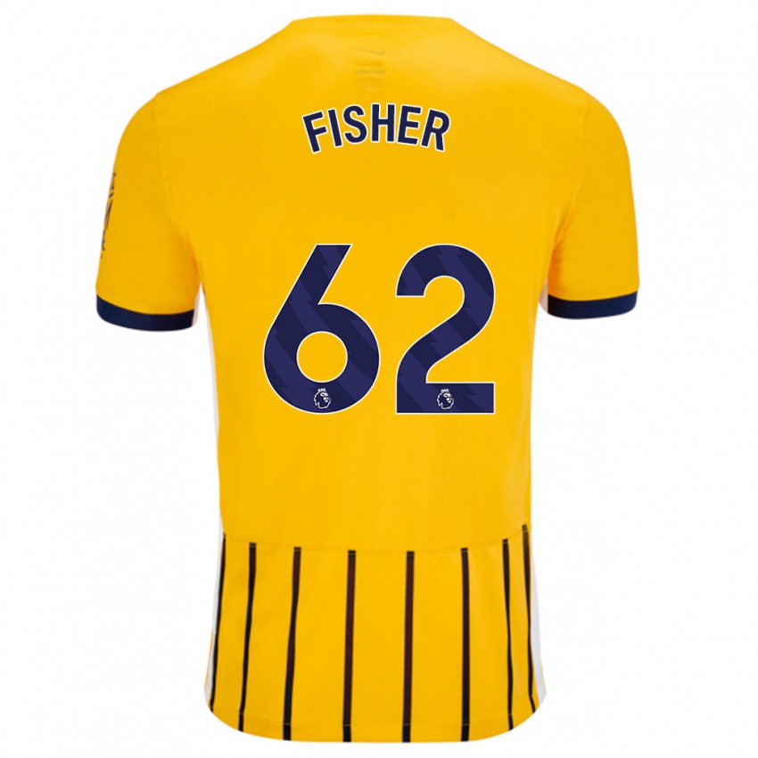 Kinder Hugo Fisher #62 Gold Blau Nadelstreifen Auswärtstrikot Trikot 2024/25 T-Shirt