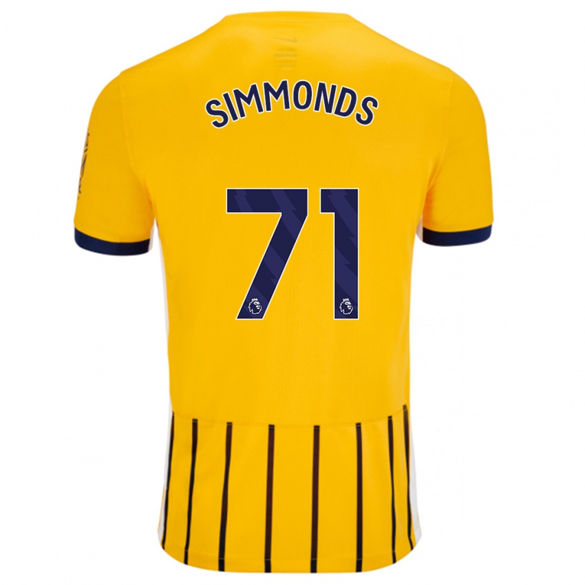 Kinder Freddie Simmonds #71 Gold Blau Nadelstreifen Auswärtstrikot Trikot 2024/25 T-Shirt