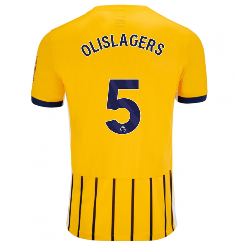 Kinder Marisa Olislagers #5 Gold Blau Nadelstreifen Auswärtstrikot Trikot 2024/25 T-Shirt