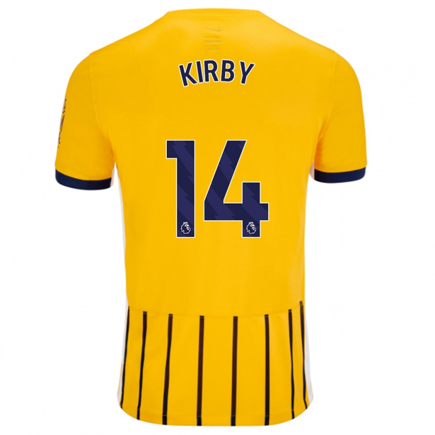 Kinder Fran Kirby #14 Gold Blau Nadelstreifen Auswärtstrikot Trikot 2024/25 T-Shirt