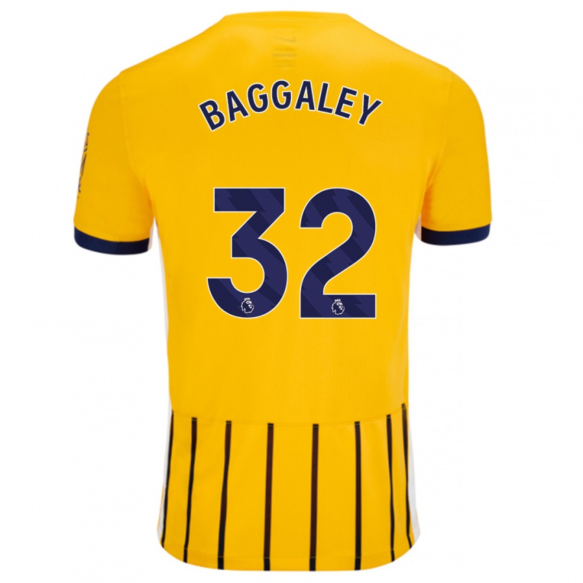 Kinder Sophie Baggaley #32 Gold Blau Nadelstreifen Auswärtstrikot Trikot 2024/25 T-Shirt