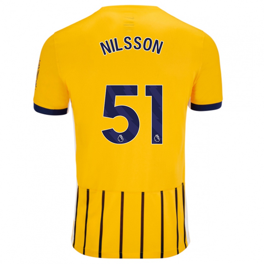 Kinder Casper Nilsson #51 Gold Blau Nadelstreifen Auswärtstrikot Trikot 2024/25 T-Shirt