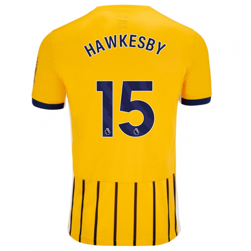 Kinder Mackenzie Hawkesby #15 Gold Blau Nadelstreifen Auswärtstrikot Trikot 2024/25 T-Shirt