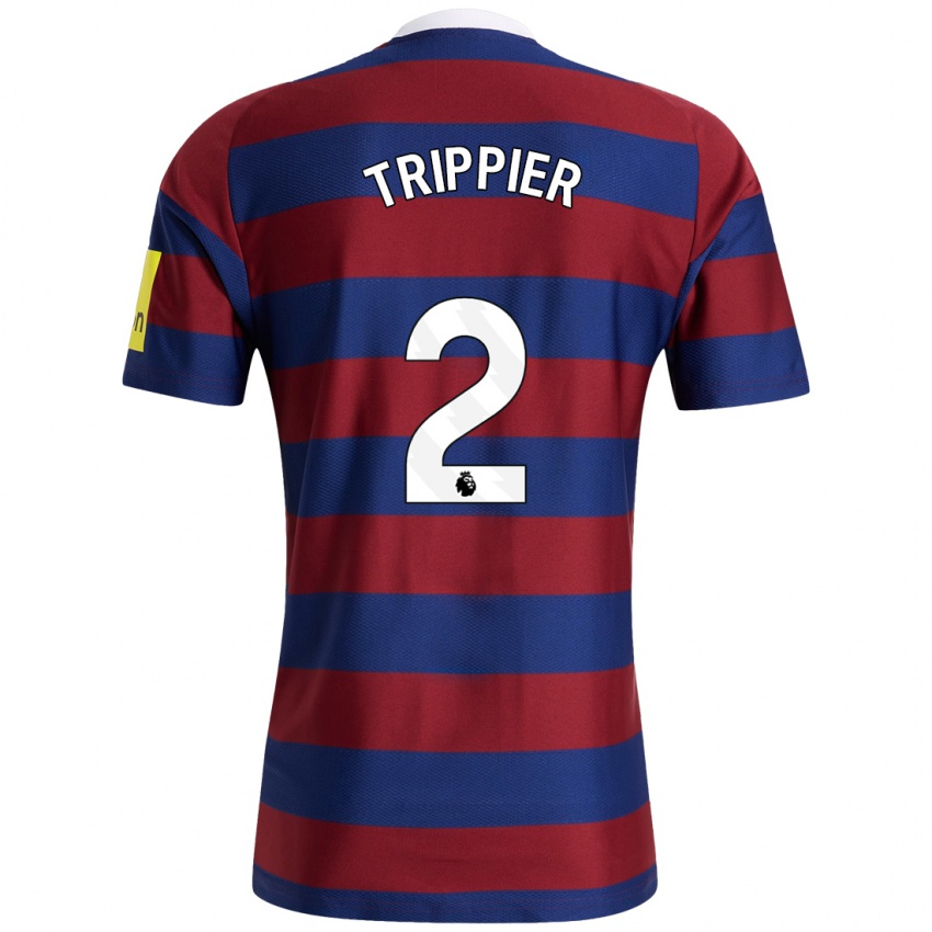 Kinder Kieran Trippier #2 Burgunderrot Marineblau Auswärtstrikot Trikot 2024/25 T-Shirt