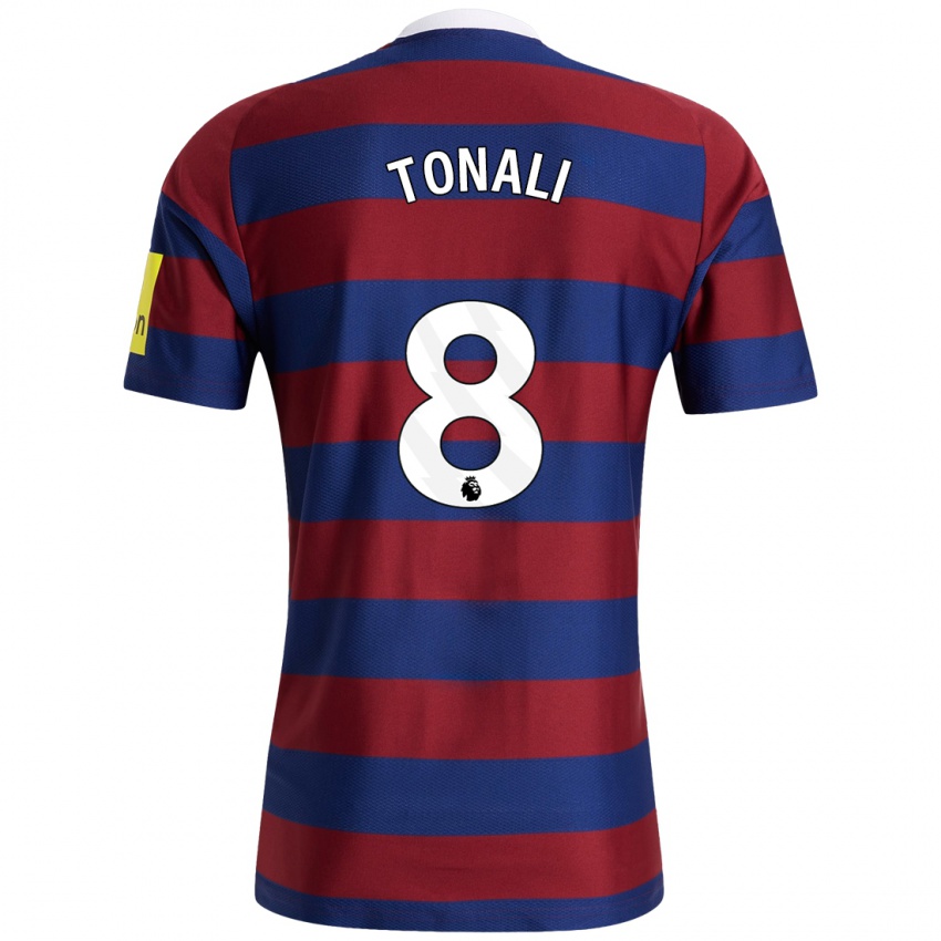 Kinder Sandro Tonali #8 Burgunderrot Marineblau Auswärtstrikot Trikot 2024/25 T-Shirt