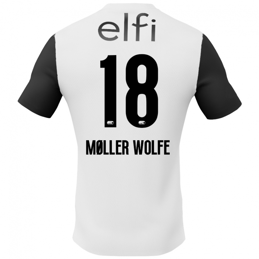 Kinder David Møller Wolfe #18 Weiß Schwarz Auswärtstrikot Trikot 2024/25 T-Shirt